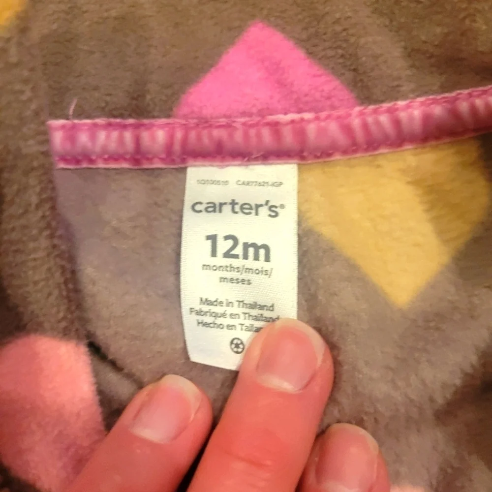 Carter's Fleece Long Sleeve Jumpsuit Size 12 months
